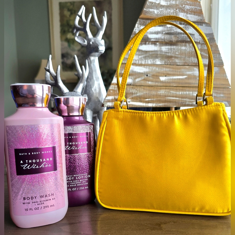 🇺🇲 Henri Bendel X Bath And Bodyworks Rare Vintage Yellow Handbag Bundle